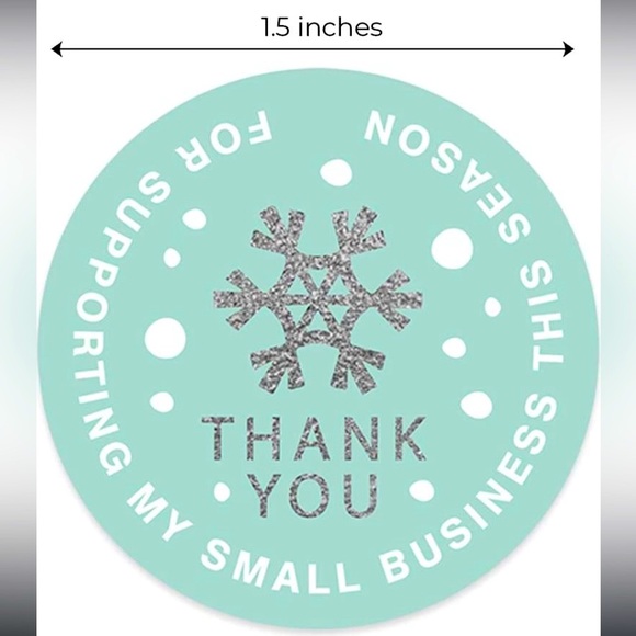 Other - ❄️50 stickers- Mint Snowflake Holiday  Stickers - 1.5  inch